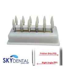 Flame Cone Round Mounted Stone Dental Polishing Burs FG / RA Abrasion Point Bur 