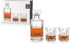 Viski Admiral 3-Piece Whiskey Decanter Set with Glasses, Whiskey Decanter Sets 