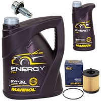 MotoröL Set 5W-30 6 Liter + ÖLfilter SH 452 P + Schraube FüR Opel Speedster 2.2