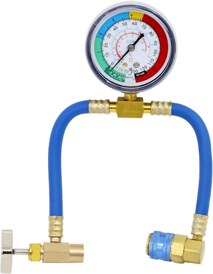 #ad R134A Charging Hose with Measuring Pressure Gauge AC Refrigerant Recharge Kit $19.64