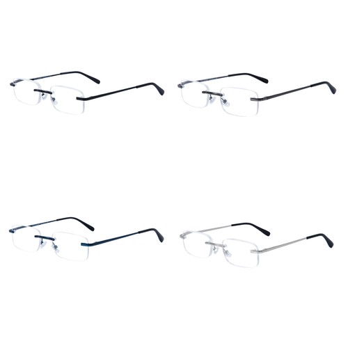 EYE ZOOM 4 Pack Rimless Metal Frame Reading Glasses with Pouch for Men Women - Picture 2 of 38