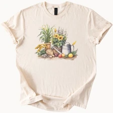 Sunflower Watering Can Tee Garden Flowers Shirt