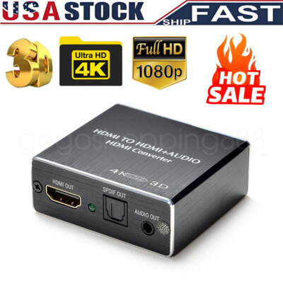 HDMI to HDMI Stereo Audio Splitter Extractor Converter SPDIF 3D Optical Toslink,