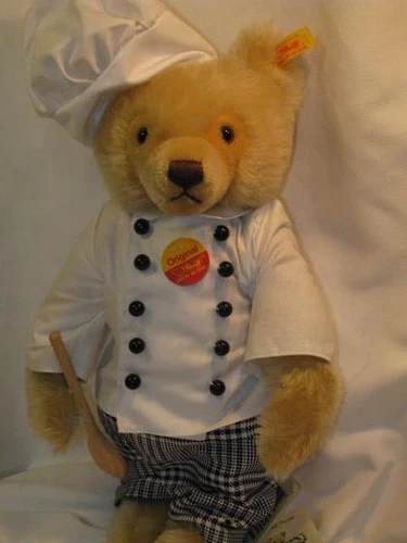Rare Plush Toy Steiff Original Teddy Bear Chef Cook Knopf Im Ohr 1997-1999