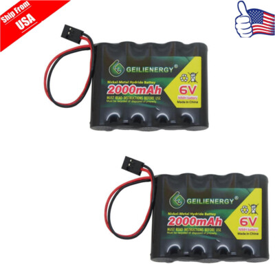 2pcs 6.0V 2000mAh GeiLienergy Flat Receiver RX NiMH Batteries Pack Ship From USA