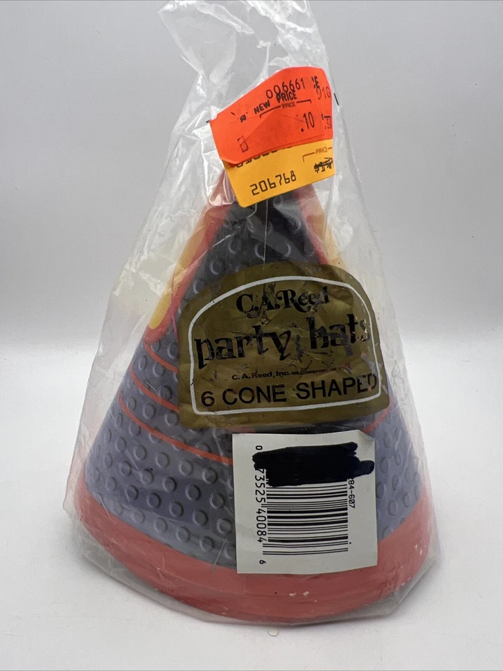 Sombreros de fiesta de papel vintage Lazer Tag - C. A. Reed años 80 ¡NUEVOS! NOS - 6 cono en forma de Foto 3 de 4