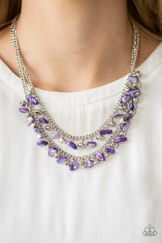 "Paparazzi - Collar Pionero de Guijarros y Abundante Pulsera de Guijarros ""Conjunto Púrpura" - Imagen 3 de 5