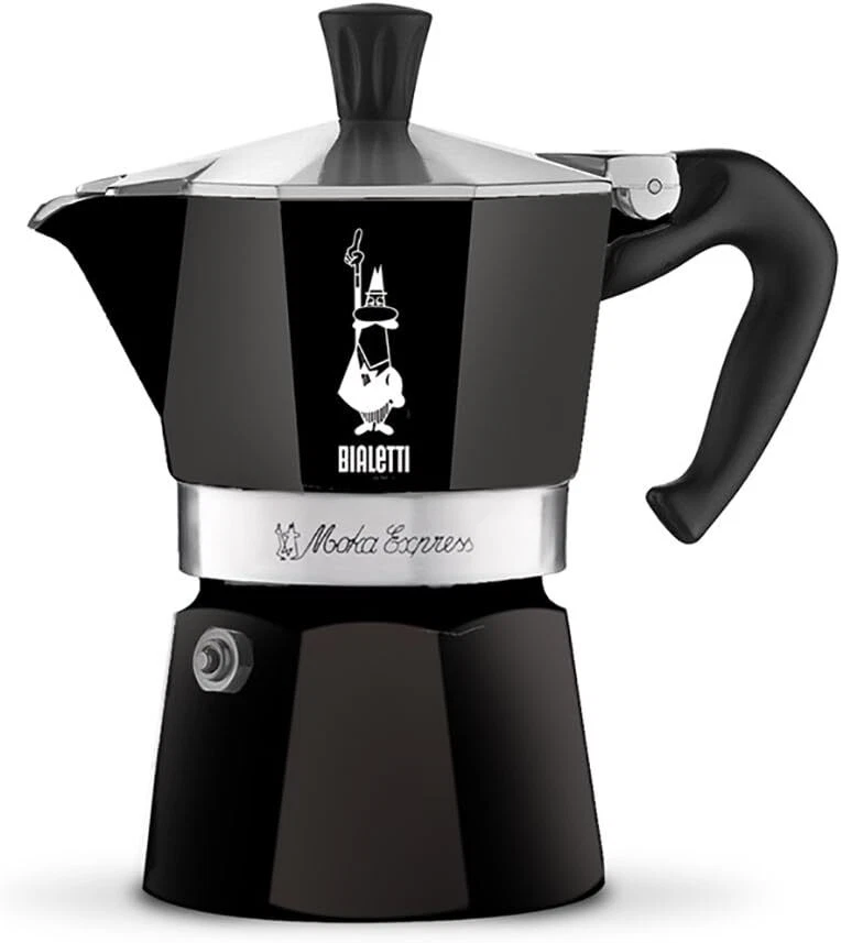 Bialetti Moka Express Black Caffettiera, Alluminio, 1 Tazza, Nero