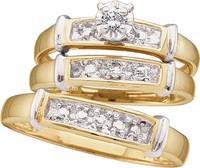 Rhodium-plated-silver 0.07ct Fancy Sleek Pave Center Round Diamond Trio Set Ring on sale Rhodium-plated-silver 0.07ct Fancy Sleek Pave Center Round Diamond Trio Set Ring on sale