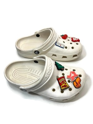 Crocs Clogs Classic Kids Size White 206991 with Charms Bad
