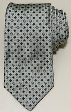 Brooks Brothers All Silk Tie Gray Orange Diamond Pattern USA Made Mens