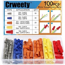100PCS Wire Connectors Nuts Twist Caps Electrical Insulated Screw Terminals Kit