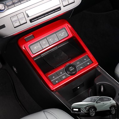 Rot ABS Auto Mittelkonsole Rahmen Blende Abdeckung Für Hyundai Kona 2023-2025