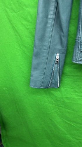 Chaqueta de cuero Schott Perfecto para mujer talla pequeña vintage turquesa - Imagen 3 de 13