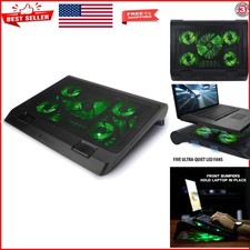 LED Cooling Stand for Gaming Laptops - Adjustable Height  5 Quiet Fans in Green