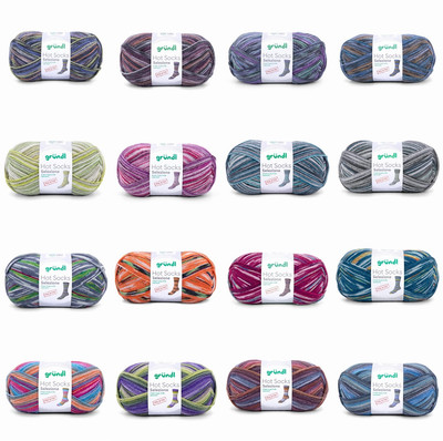 100g Gründl Hot Socks Selezione 4-fach Sockenwolle stricken häkeln GP 74,90 /1kg