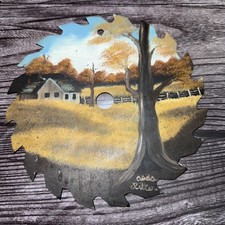 7.25  Hand Painted Saw Blade Folk Art Metal Circular Blade Farm/Barn Landscape
