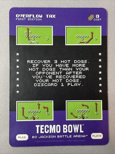 2026 Bo Jackson Battle Arena TECMO BOWL BOBA PL-12 PL12 Overflow Tax 1st Ed. SSP