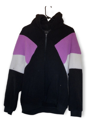 Original Use Mens Hooded Sherpa Sweater Size L Full Zip Black