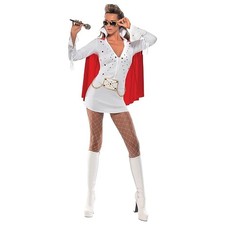 Ladies White 50s Elvis Presley Viva Las Vegas Fancy Dress Costume Outfit Size S