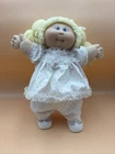 Vintage Cabbage Patch Kids Doll Blonde Yarn Hair Blue Eyes 16” Coleco w/ Outfit