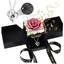 Gifts for Women - Preserved Real Rose with I Love You Heart Burnt Brown