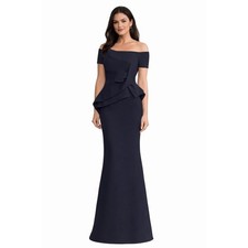 Alexander by Daymor Navy Off-Shoulder Gown  Mother of the Bride  Size 6  EUC
