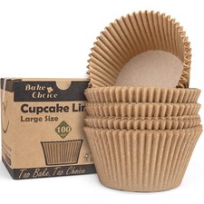 100 PCS Jumbo Cupcake Liners for Baking, Natural Jumbo Muffin Liners, Unbleached