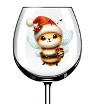 12x bunte Weihnachten Honigbiene Vinyl Aufkleber Abziehbild Becher Weinglas Laptop