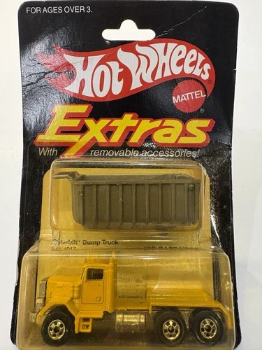 Vintage 1982 Hot Wheels Peterbilt Dump Truck Extras Yellow with Container #4017