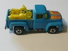 Vintage 1973 Hot Wheels Blue Ford ‘56 Hi HAULER Pick Up Truck With Motorcycles