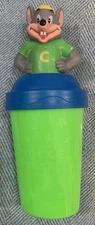 Chuck E Cheese 2012 Cup Inappropriate Straw Placement Green Cup Blue Lid