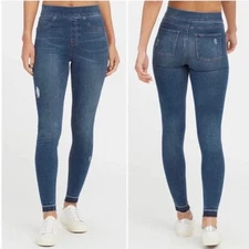 NWT Spanx Distressed Denim Legging Medium Wash Women’s Size Medium