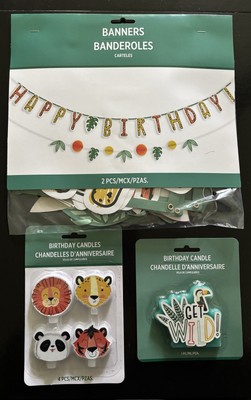 Get Wild, Happy Birthday Banner and Candles, Animals, Lion, Tiger