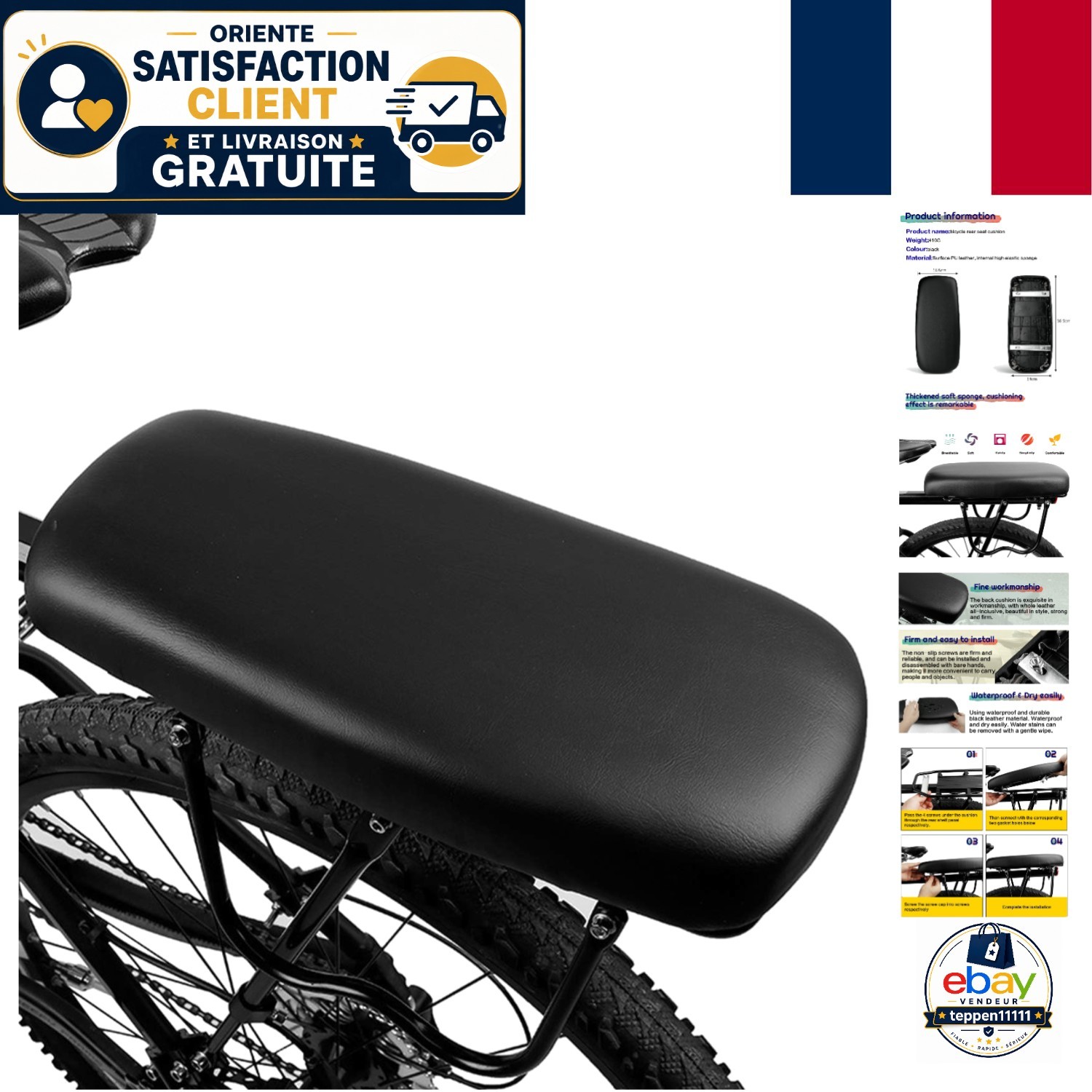 Coussin polyfoam vélo arrière pour les balades et trajets école enfant