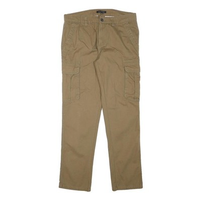 PEACOCKS Herren Slim Cargo-Hose Beige W32 L30 Baumwollmix Reißverschluss Casual