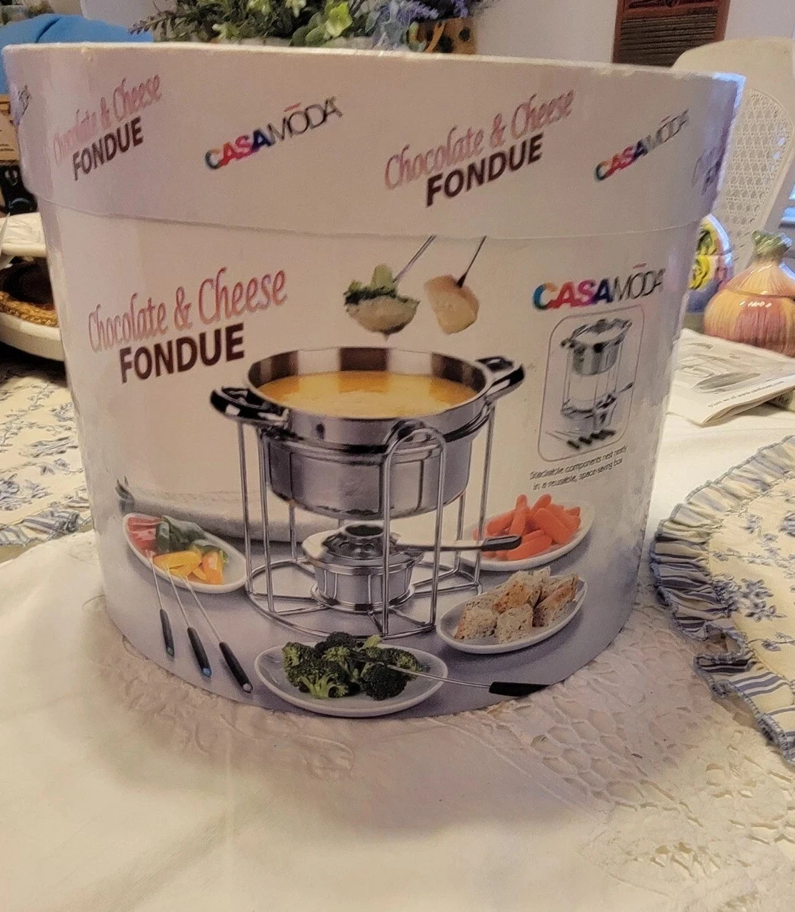 Casa Moda Buffet Fondue Set Chocolate and Cheese Stainless Steel 12 Pc Set 2qt