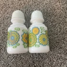 Vtg White Milk Glass Salt & Pepper Shakers Flowers  Retro 60s 70’s