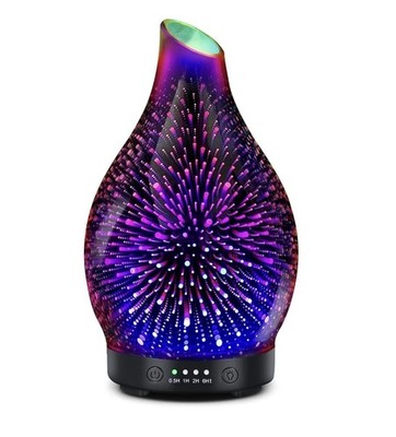3D Firework Glass Aromatherapy Diffusers for Essential Oils with 7 Colors Lights