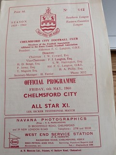 chelmsford city v all star 11 les dicker testimonial match 06/05/1960