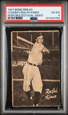 1947 BOND BREAD ELGEE PERFORATED DUAL-SIDED RALPH KINER PRE-ROOKIE PSA 4 POP 1