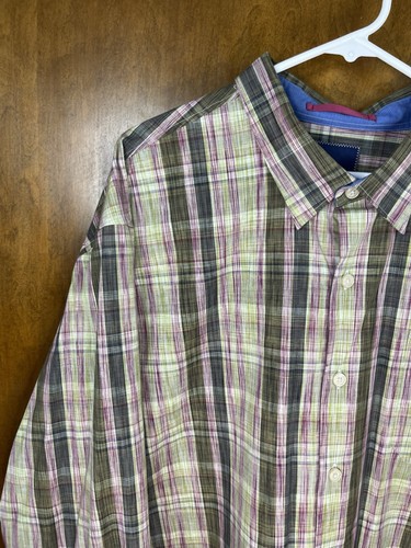 Tommy Bahama Shirt Mens XXL Tropical Plaid Long Sleeve Hawaiian Button Up Cotton - Picture 4 of 18