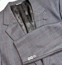 VTG BURBERRYs Kassel Bros Grey GlenPlaid Houndstooth Sports Coat Jacket Mens 44R