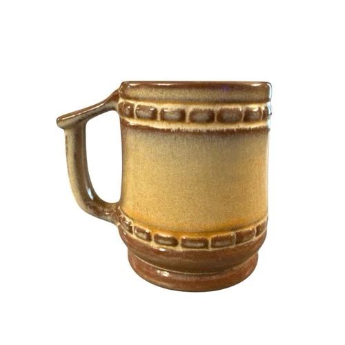 Frankoma Coffee Mug Pottery Brown Glaze Western Style C10