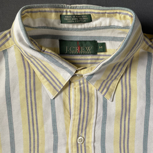 Vintage J Crew Shirt Herren Medium gelb gestreift Ruderer Preppy Single Needle 90s - Bild 1 von 6