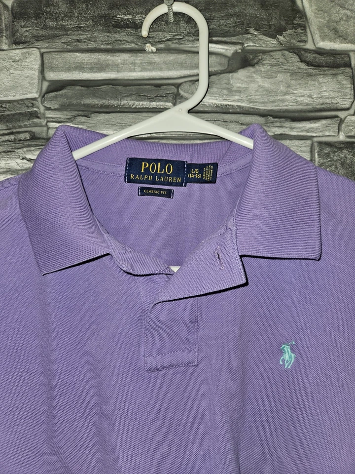 Lot Of 2 Polo Ralph Lauren Boys Size 14-16 L Purple Polo Shirts - Image 4 of 4