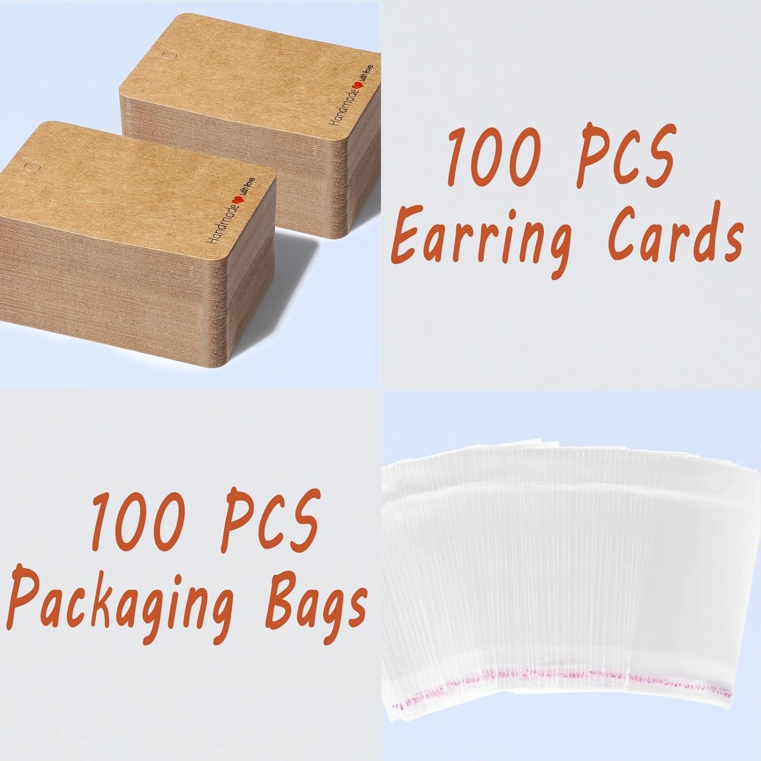 Versatile Earring Cards for Jewelry Display – 100 Pcs with Packaging Bags