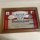 Vintage Budweiser Mirror Bar Sign Wood Frame - King of Beers - 12.5x18.5”