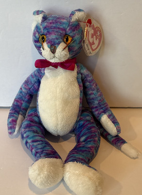 NEW Ty Beanie Baby KOOKY Kitty Cat Purple Blue Gold Eyes Plush Toy Oct. 24 2000