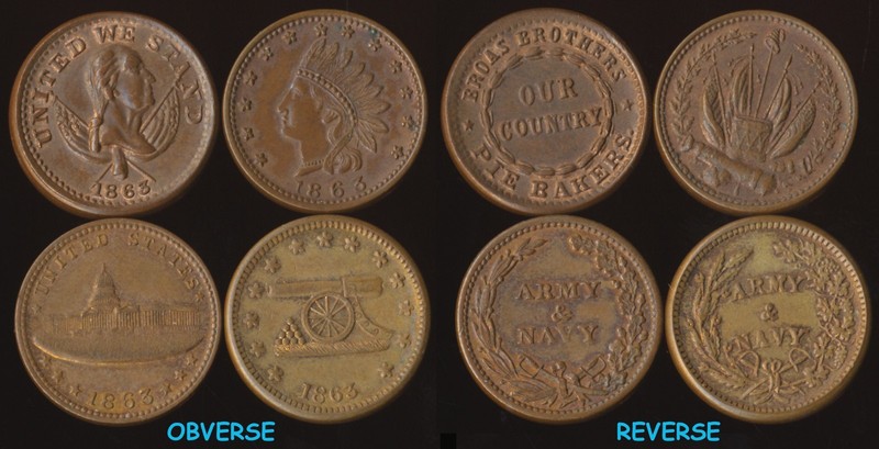 🔥 4 CIVIL WAR TOKENS (QUALITY QUARTET !!) 🔥 GOTTA SEE !!⚡️FREE SHIPPING⚡️